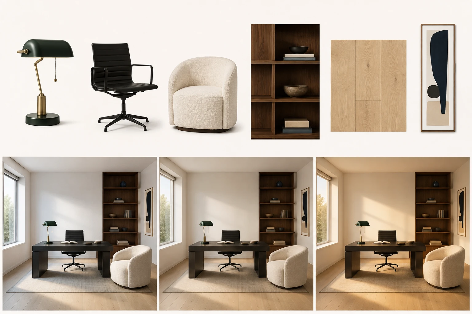 Accessoires, matières et variations lumineuses de BUREAU-PATXI-V1