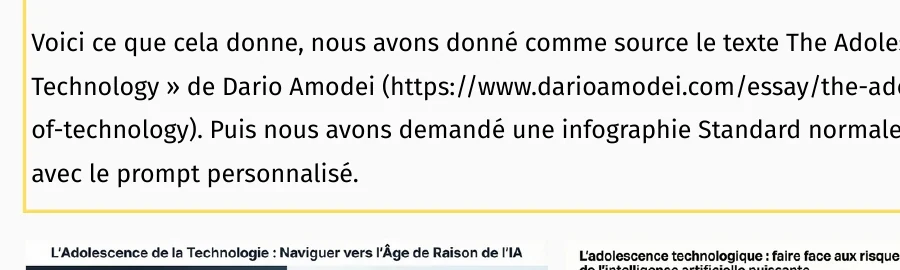 Exemples d’infographies générées à partir d’un même texte dans NotebookLM